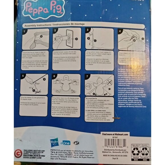 Peppa Pig Inflatable Outdoor Yard Display Christmas Light Hasbro - Picture 9 of 9